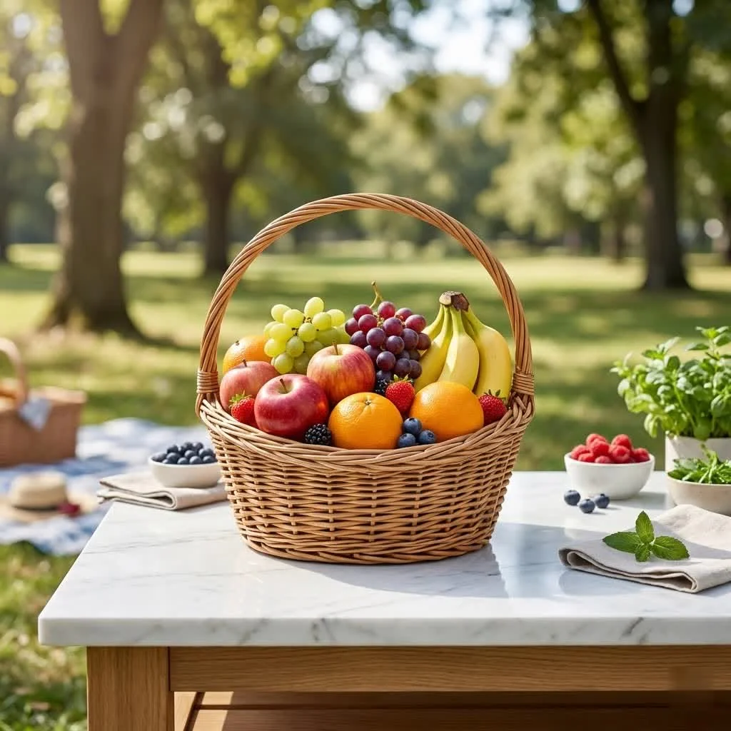 Fruit basket with fresh produce