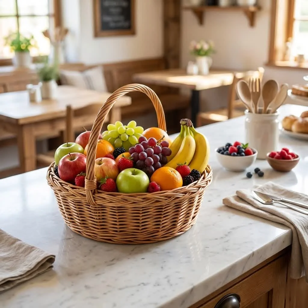 Elegant wooden fruit basket for kitchen decor