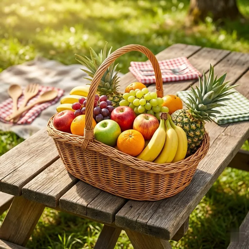 Two-tier fruit basket with banana hanger