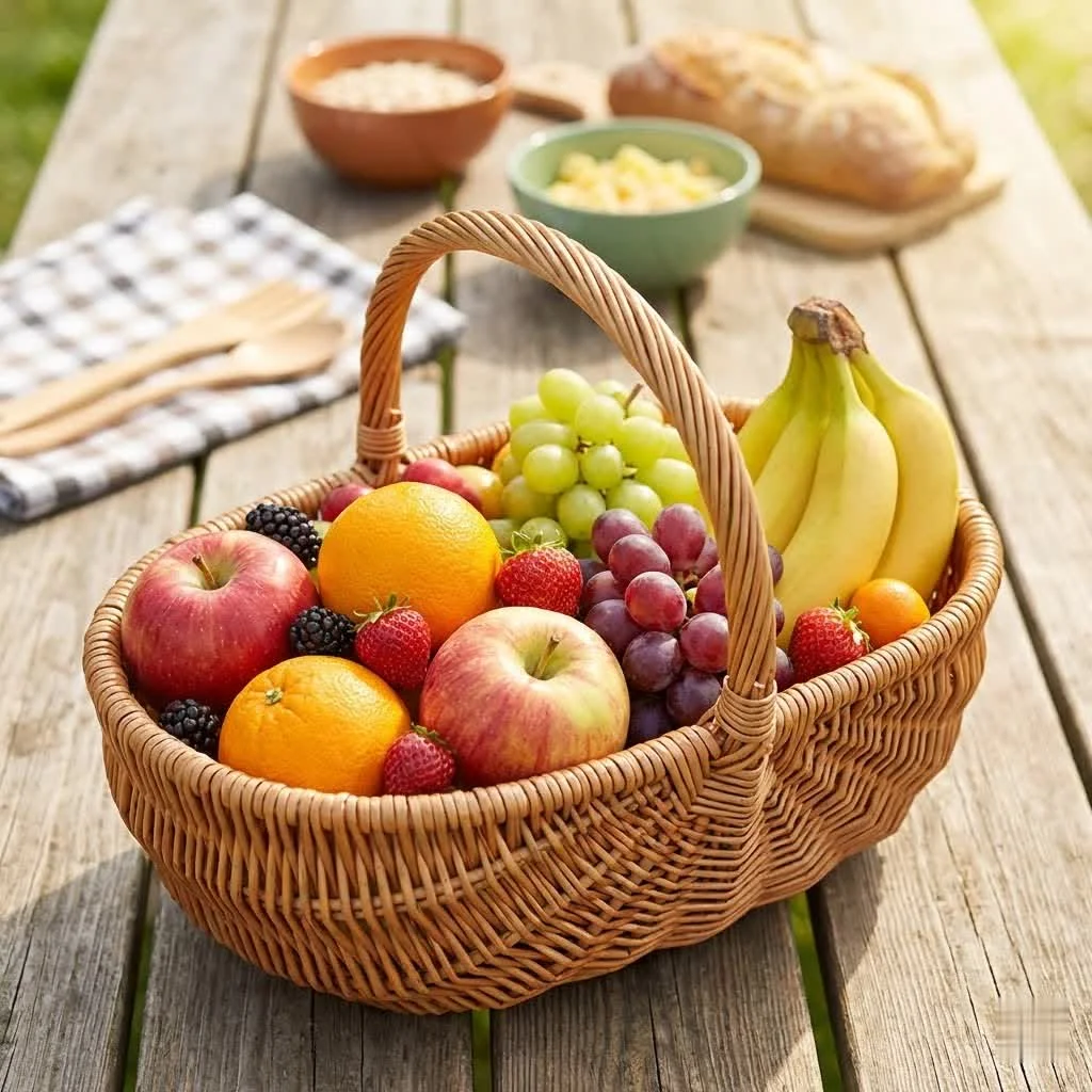 Watermelon fruit basket filled with colorful fresh fruit